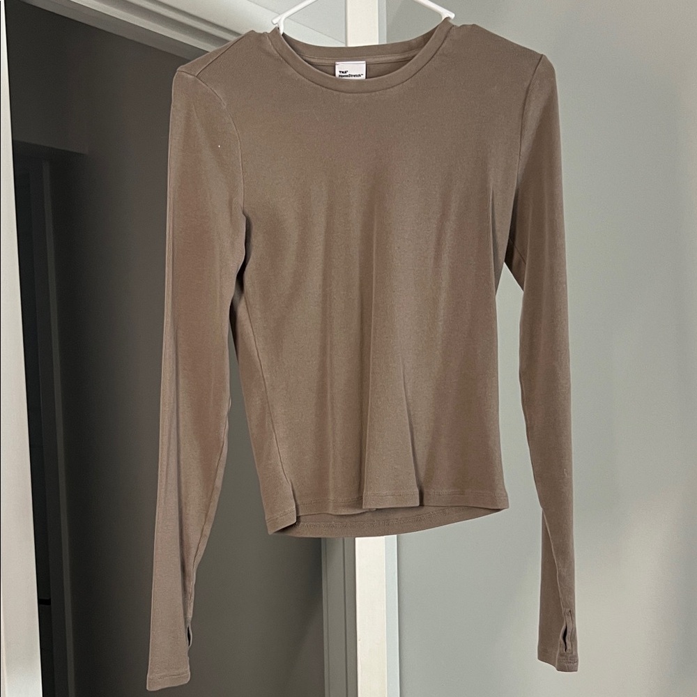 Aritzia Brown HomeStretch Rib Crew Longsleeve